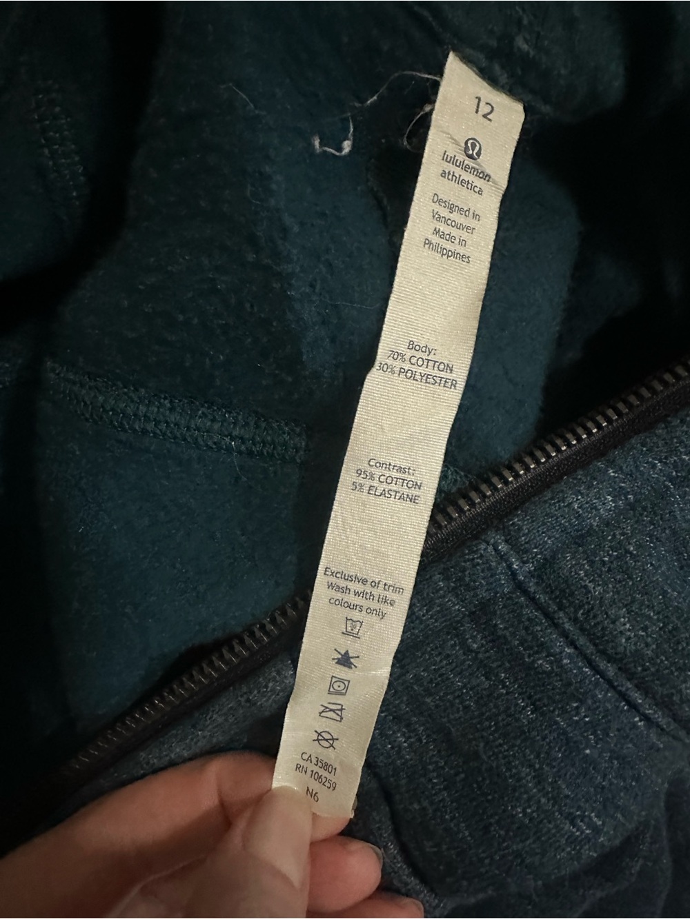 Lululemon Scuba Hoodie III Heathered Denim Alberta Lake Blue Green Hoodie Sz 12 - Picture 8 of 9